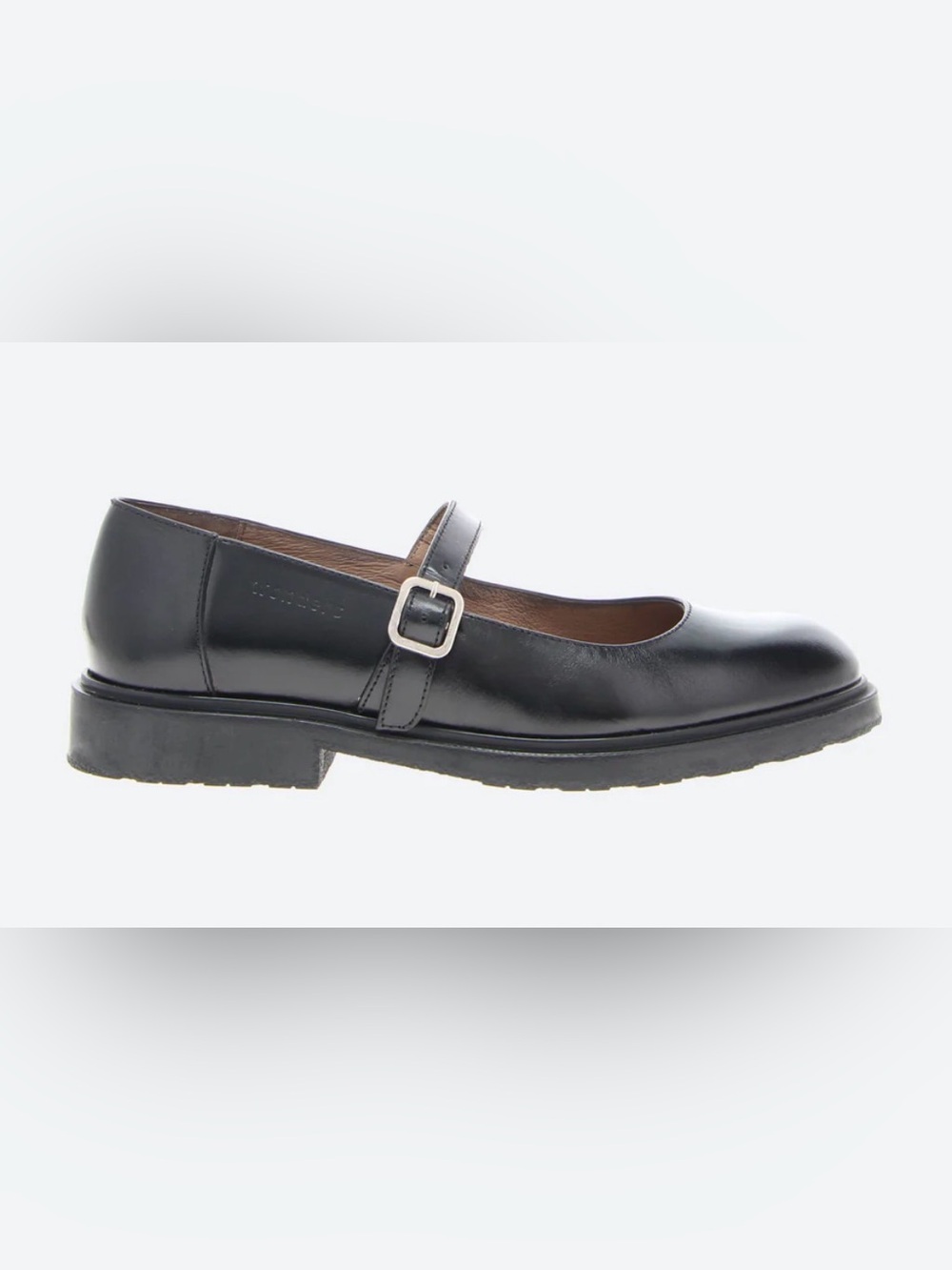 Women’s Black Mary Jane Leather Flats with Buckle Strap